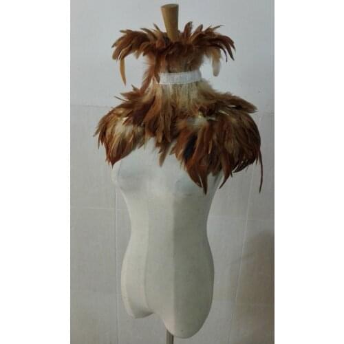 Bronze rooster feather Gothic feather collar set # CW17005