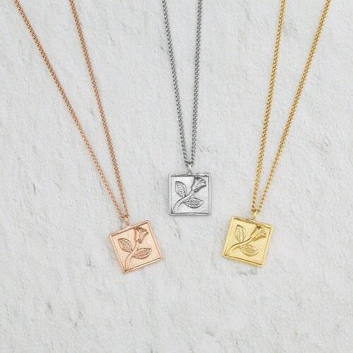 Wholesale LULA rose flower Pendant Necklace with Stainless Steel Link Chain for Valentines day Gift 10pcs/lot