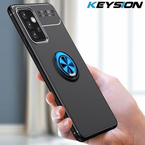 KEYSION Shockproof Case for Samsung A32 A52 A72 5G Soft Silicone Magnetic Ring Stand Phone Back Cover for Galaxy A72 A52 A32 4G
