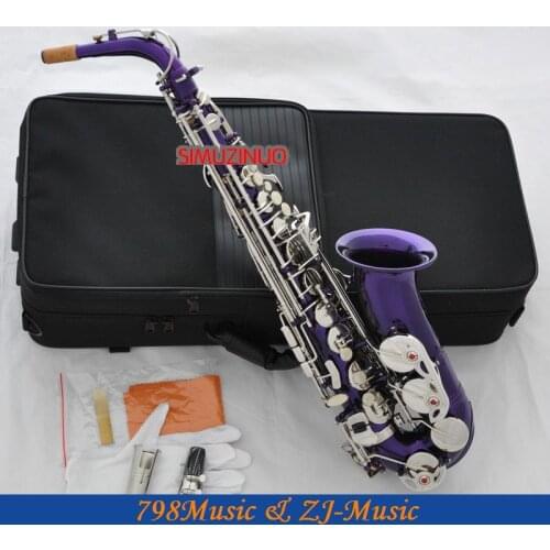 Purple Silver Alto saxophone Eb Sax saxofon High F# Brand new With Case