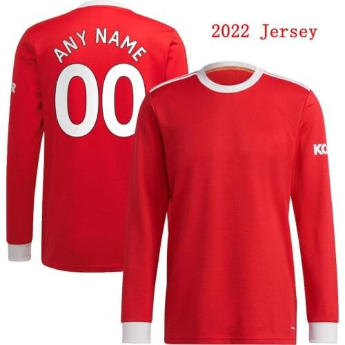 21 22 Long Sleeve Jersey MAGUIRE POGBA CAVANI Sportswear Shirt RASHFORD GREENWOOD American Football Jerseys B.FERNANDES Red