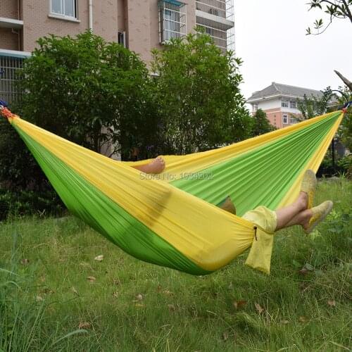 Free Shipping Outdoor or Indoor Parachute Cloth Sleeping Hammock Camping Hammock high quality multicolor