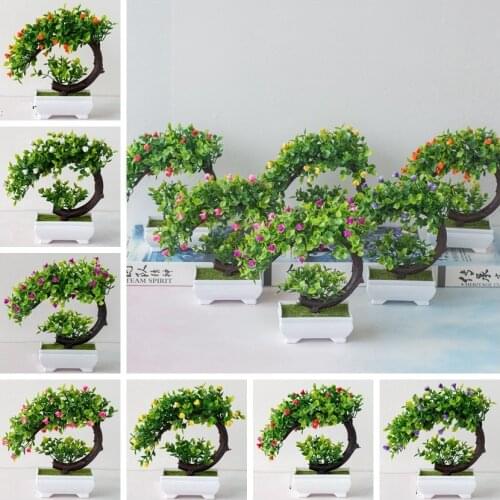 Artificial Plants Bonsai Small Tree Pot Plants Fake Flowers Potted Ornament For Home Decor Hotel Garden Room Office Desk Decor