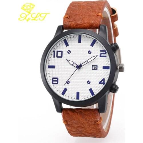 Classic Mens Calendar Business Fashion Trend Mens Watch PU Belt Quartz Watch relogio masculino