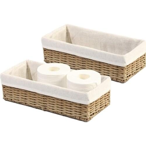Bathroom Storage Basket Trash Can Toilet Paper Basket Storage Basket Suitable for Toilet Bathroom 2 Pieces Beige