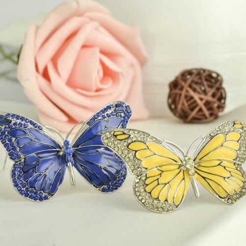 Fashion Blue Yellow Enamel Butterfly Brooch Pins For Women Party Gifts Clothes Accessories Vintage Mens Suits Brooch Bouquet