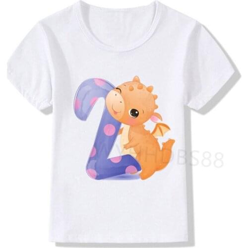 1-8 Dinosaur Birthday Shirt Number T-Shirt Birthday Children Top Tee Party Shirt Dinosaur Gift Fashion Baby Boy Clothes