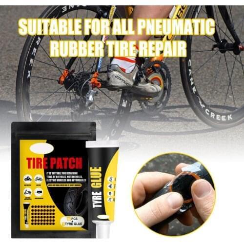 Tire Patch Kit Inner Tube Professional Repairing Tool Set Include 48PCS Patch 1PC Fluid Professional Bike Tire Repair Tools Tire