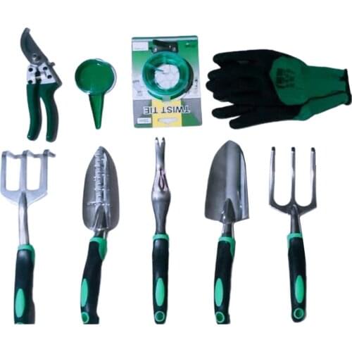 9pcs/set Mini Garden Tool Set Portable Shovel Garden Rubber Handle Spade Plant Growing Flowers Loose Soil Catch The Sea Tools
