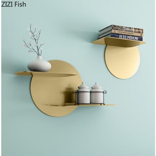 European Background Wall Wrought Iron Decoration Rack Solid Color Wall Hanging Storage Rack Embedded Metal Modern Wall Ornament