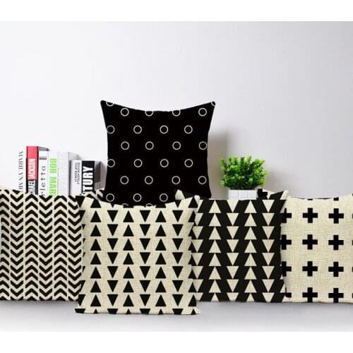 Nordic Style Geometry Cushion Cover Black White Stripes Plaid Cushion Case Car Seat Sofa Bedroom Home Decor Throw Pillowcase