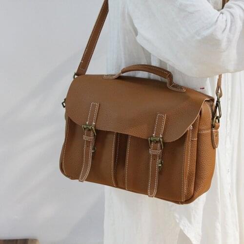 New Genuine leather handbag, British style one-shoulder messenger bag