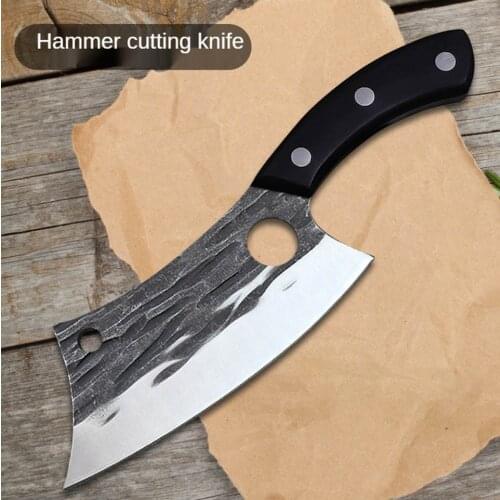 Meat Cleaver Hunting Knife Forged Kitchen Knives Laser Damascus Chef Knife With Sheath Sainless Steel Cutter Slicer