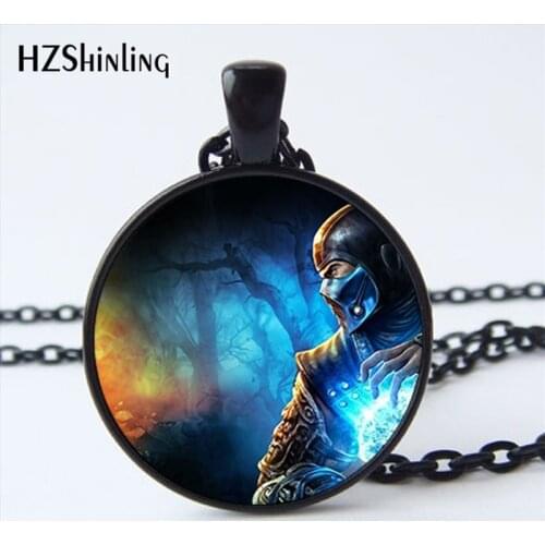 2017 New Arrival Mortal Kombat Necklace Handmade Glass Dome Scorpion Sub Zero Pendant Jewelry Steampunk Necklace HZ1