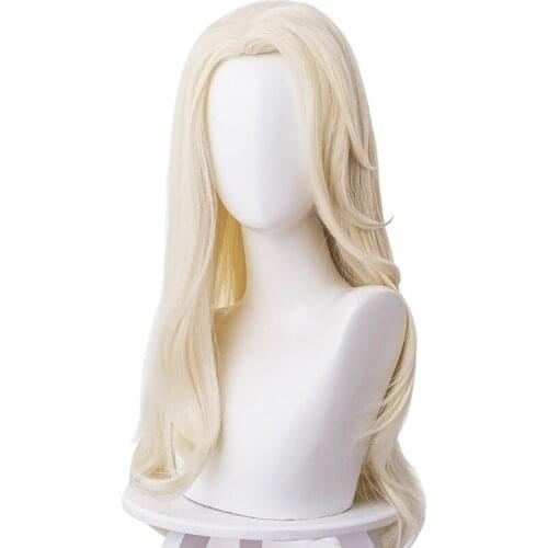 New Movie Princess Elsa 2 Cosplay Wig Queen Fashion Long Light Yellow Wavy Party Hairs Girls Women Gift