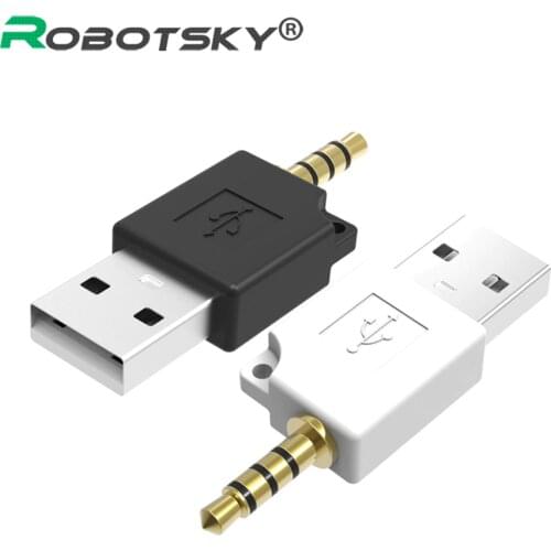 Robotsky USB Male To 3.5mm Audio Converter Adapter For Ipod MP3 MP4 Notebook Gold-plated Charger Data Transmssion Adaptor