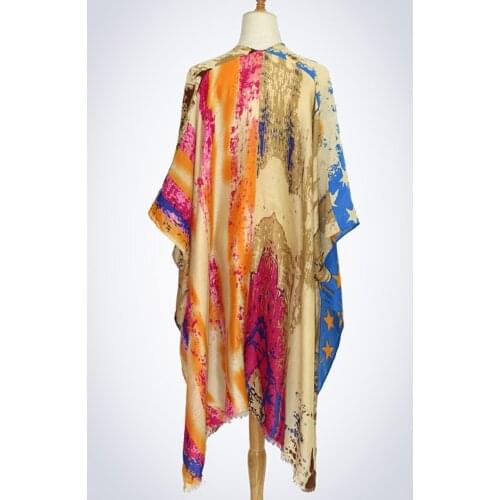 Beach Cover Up Poncho Woman Summer Shawl USA Flag Print Open Front Kimono Soft Comfortable Scarf Bikini Sun Protection Dress