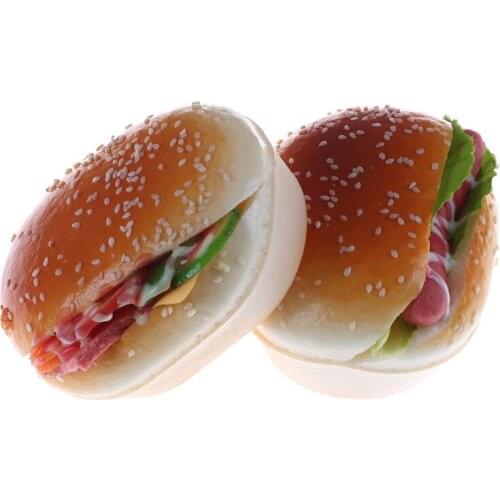 Fake Hamburger Simulation Decor Hamburger Cake Squeeze Hot Dog Squishy Charm Bread Strap Gift Pretend Play Kitchen Toys