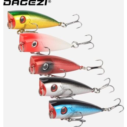 DAGEZI Popper Lure 5pcs/lot 6.4cm/6.6g Hard fishing lure fishing tackle Artificial bait Top Water Hard Bait