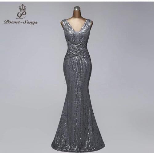 Real photos Sequin evening dresses vestido de festa prom gowns vestidos elegante party night dress robe de soiree women dress