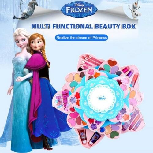 Disney Frozen 2 Elsa Pretend Toy Fashion Flower Makeup Set Multifunctional Beauty Cosmetics Birthday Gift Toy For Girl Children