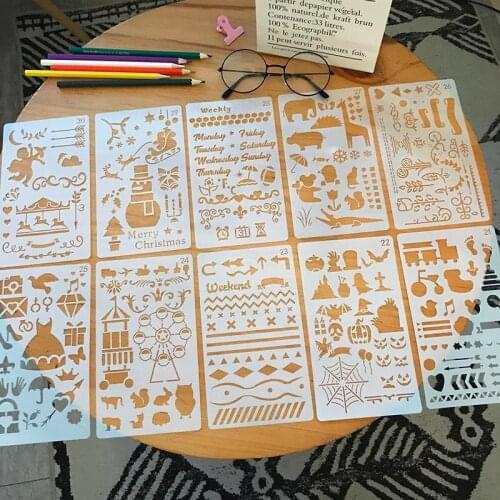 Hand Book Printing Template Hand Account Hollow Graphic Painting Tool Ruler Diy Album Painting Ruler Flower Border Decoration
