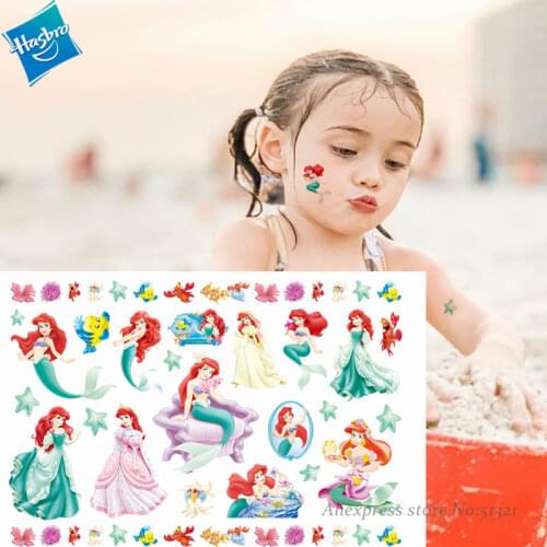 Hasbro Children Cartoon Mermaid Princess Temporary Tattoo Sticker Novelty Cosplay Toys for Princess SWhite Party Funny Sticker