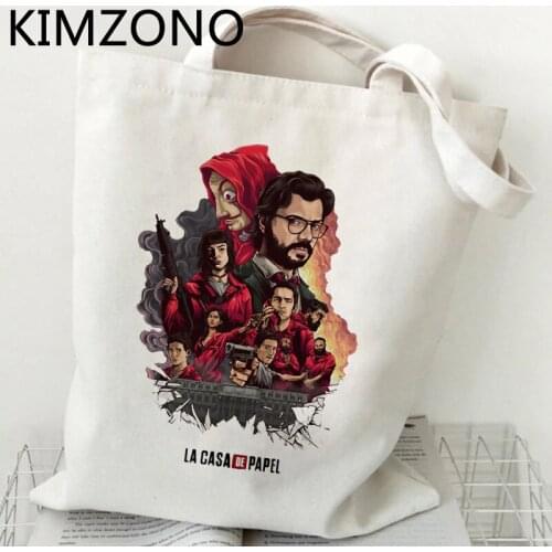 La Casa De Papel shopping bag shopper bolsa cotton handbag tote jute bag bag net reusable sacolas