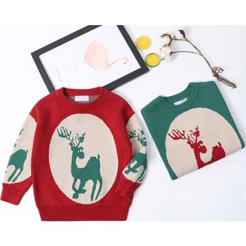 Autumn Winter Christmas Deer Kids Pullover Sweater Childrens Christmas Clothing Baby Girls Boys Knitted Sweate Warm Clothes
