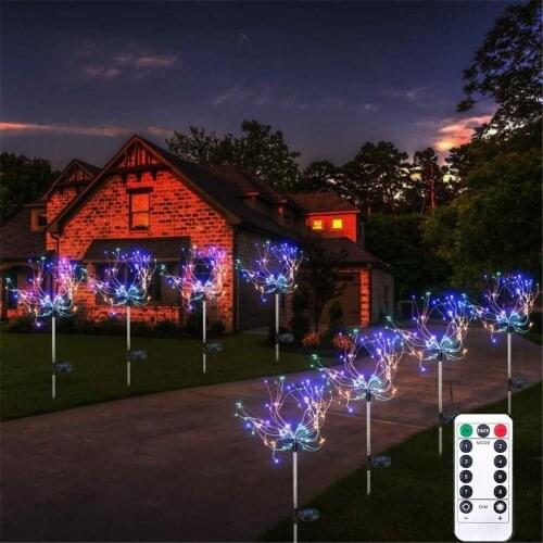 Outdoor LED Solar Flashing Fireworks Lights 120/150 LEDs Waterproof Starburst String Fairy Light For Garden Christmas Decoration