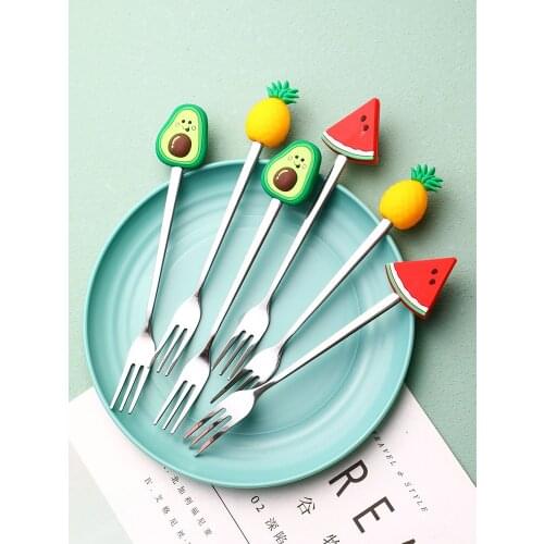 Fruit Fork Stainless Steel Household Creative Cute Childrens Cake Salad Fruit Fork Korean Dessert Fork