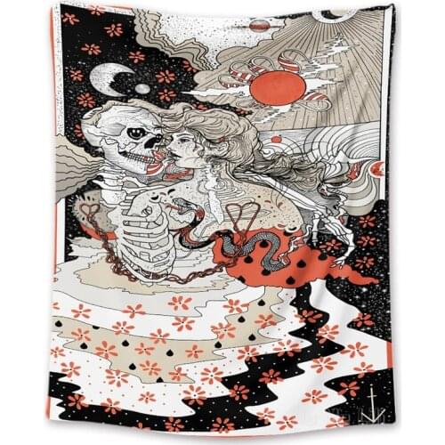 Magical Skeleton Sexy Women Tapestry Lover Moon Sun Flower Snaketapestry Wall Hanging
