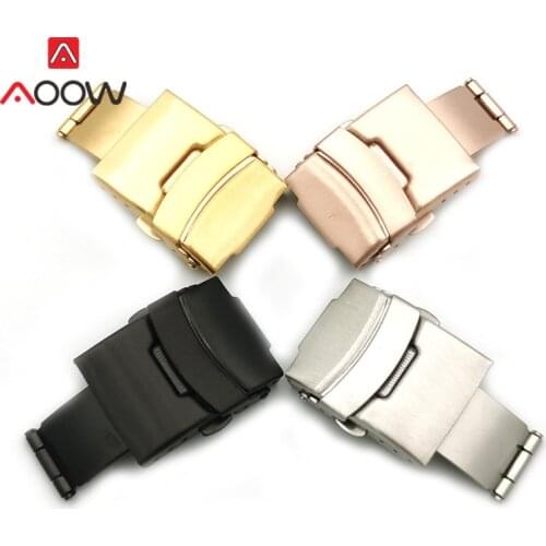 2pcs Stainless Steel Watchband Clasp Folding Buckle 16mm 18mm 20mm 22mm 24mm Double Press Silver Watch Repair Accessories