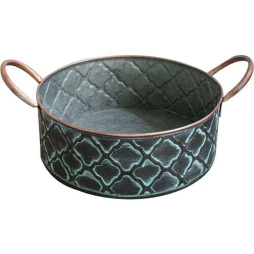 Iron Bread Basket Retro Antique Style Family Metal Storage Basket Fruit Container Fried Vintage Tray With Handle Decoration