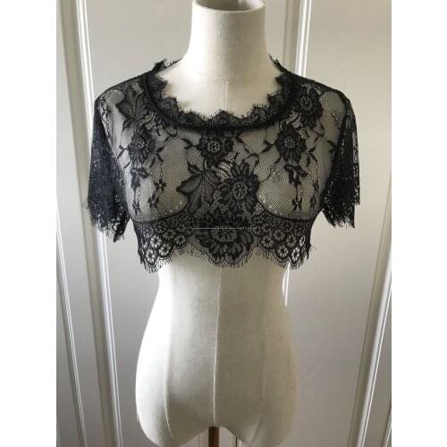 2020 Women Black Lace Wedding Jacket Short Sleeve Bridal Capes Bolero O Neckline Mariage For Dress