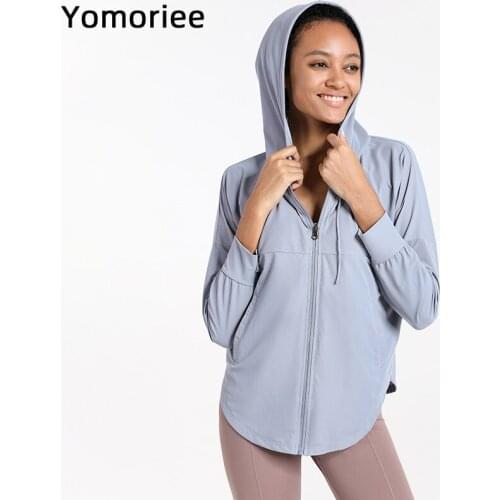 Zipper Yoga Shirts for Women Gym Sport Workout Running Training Fitness Loose Hooded Sweater Solid Color Seamless High Rise
