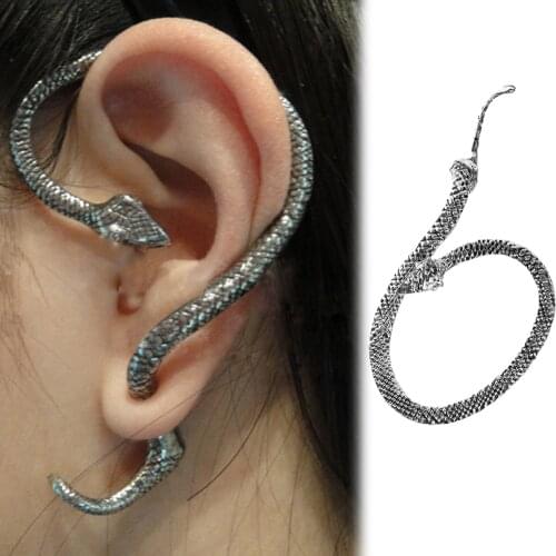 Vintage Twine Spiritual Snake Ear Cuff Earrings for Women Men Ear Clip Cuffs Rock Punk Style Cartilage Piercing Jewelry Earcuffs