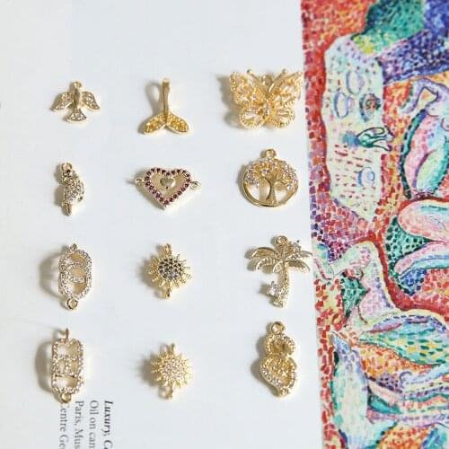 6pcs Copper Plated womens Earrings Inlay Zircon Crystal Butterfly Love Fishtail Animal Earrings Female Fashion Jewelry Material