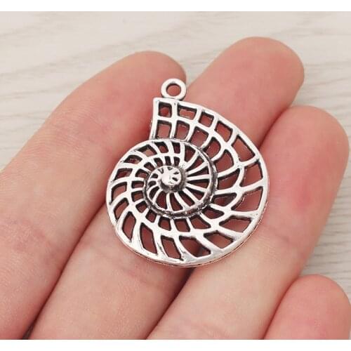 15 x Sea Snail Spiral Shell Conch Charms Pendants For Necklace Jewelry Making Findings 36x29mm