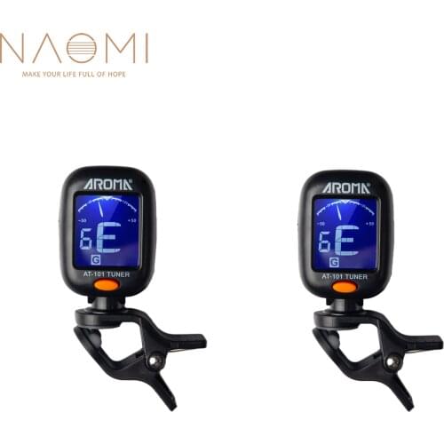 NAOMI AROMA AT-101 2 Pcs Electric Guitar Tuner New Foldable Rotating Clip High Sensitivity Ukulele Guiatr Parts Accessories