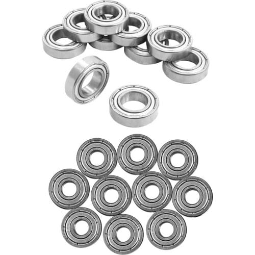 20 Pcs Deep Groove Ball Bearings: 10 Pcs 6800Z 10 X 19 X 5Mm & 10 Pcs 607ZZ 19 X 7 X6Mm Sealed Metal Ball Bearings