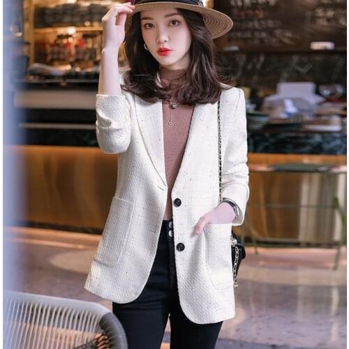 2021 High-quality Plus Size Womens Autumn and Winter New Single-breasted Mid-length Ladies Jacket Temperament Professional Wear