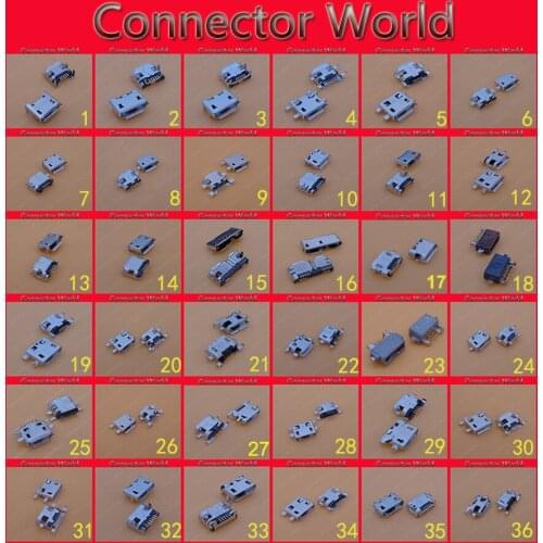 36 models 5p 5pin mini micro usb jack connector charging port for oppo HTC Milet Lenovo ZTE mobile phone tablet pc mid