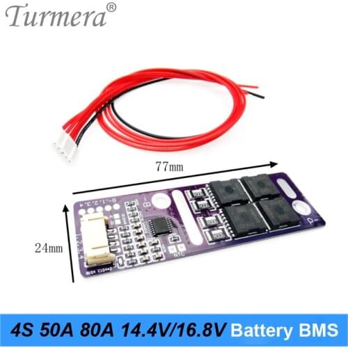4S 50A 80A BMS 14.4V 16.8V 18650 21700 Lithium Battery Protection Board for Screwdriver Drill and Car Wash Water Battery Turmera