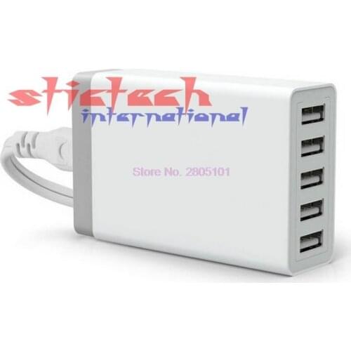 By dhl or ems 50 pieces 40W 8A 5 Port Portable Smart IC USB Desktop Charger Full-speed Charge Any Device US/UK/EU/Plug
