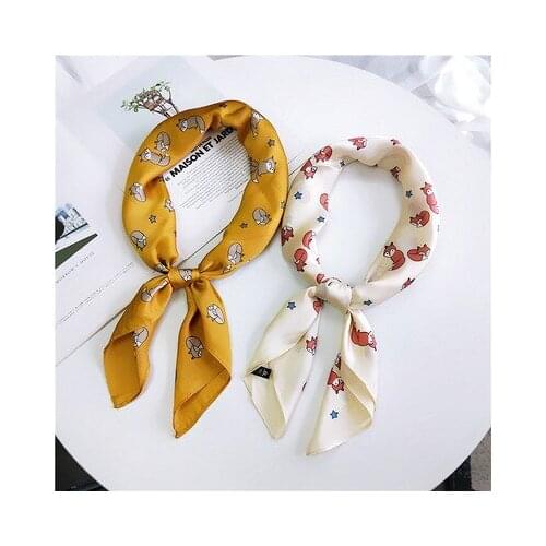 70*70cm2020 New Small Fox Scarf Small Scarf Womens All-match Korean-Style Work Professional Scarf Scarf