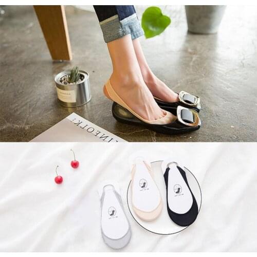 Anewmorn New Summer Ice Silk Hollow Out Sling Woman’s Socks Solid Color Polyester Invisible Socks Silicone Non-slip Boat Sokken