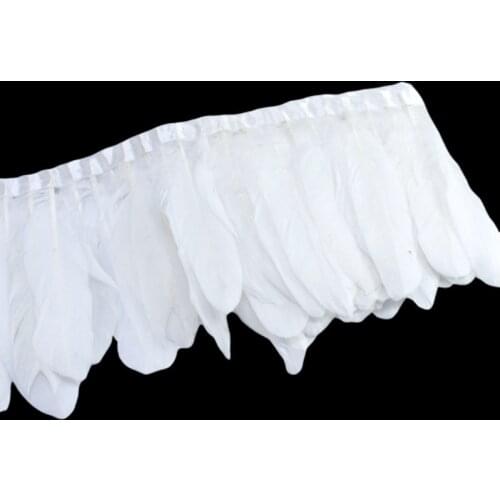 2Meters/lot Natural Real Goose Feathers Trims Fringe For Home Sewing Clothing White Feather Party Wedding Decorative DIY 15-20cm