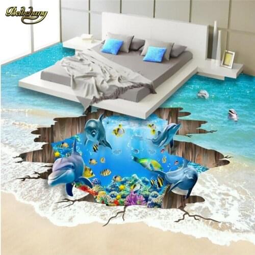 Beibehang Submarine cracks underwater world papel de parede 3d PVC Flooring Roll Floor Wallpaper Landscape Mural 3d wall paper