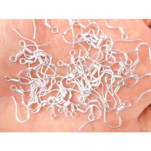 Free Fast Shipping 200X Lot 15MM Making Jewelry Findings 925 Silver Fish Hook Earrings 925 Stamped Silver Hooks Earwire